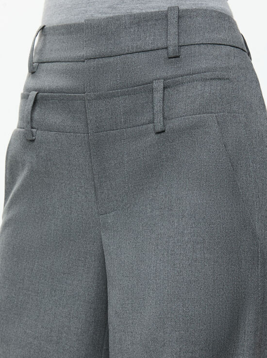 SHADOW GREY MELANGE-ASPEN DOUBLE WAIST PANT