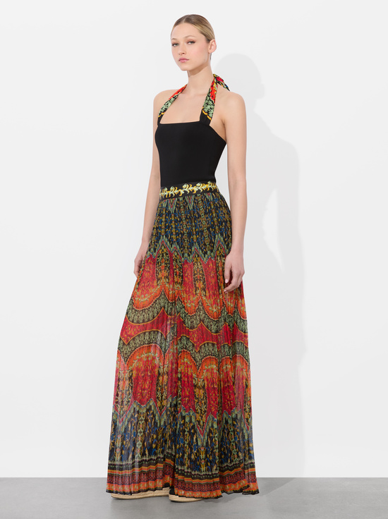 BLACK MULTI-LEE WOVEN STRAP HALTER TOP