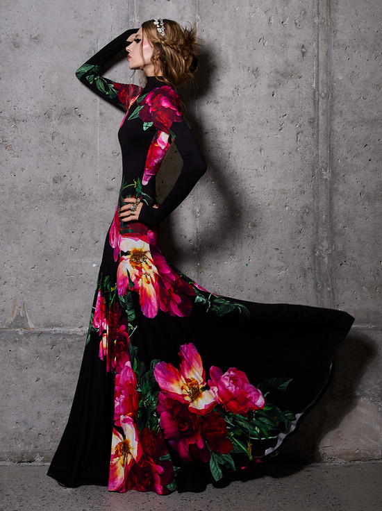 EMPRESS BLOOM BLACK-AUGUSTA OPEN BACK MAXI DRESS