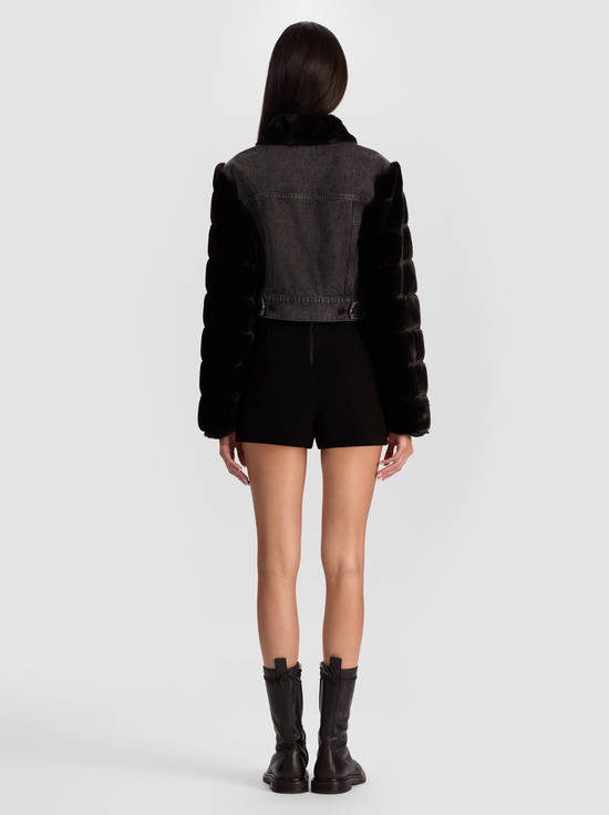 CHARLOTTE GREY-JEFF FAUX FUR DENIM JACKET