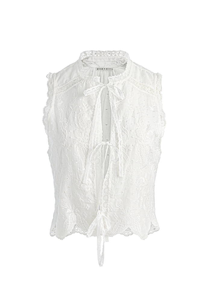 AMAL EMBROIDERED TANK - OFF WHITE image 6 - ALICE + OLIVIA