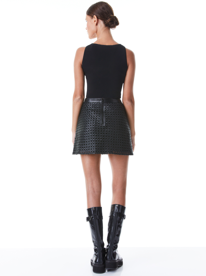RILEY A-LINE LEATHER MINI SKIRT - BLACK image 1 - Alice And Olivia
