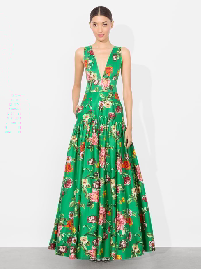 LILA STRUCTURED MAXI DRESS - HAMPTONS FLORAL image 4 - Alice And Olivia