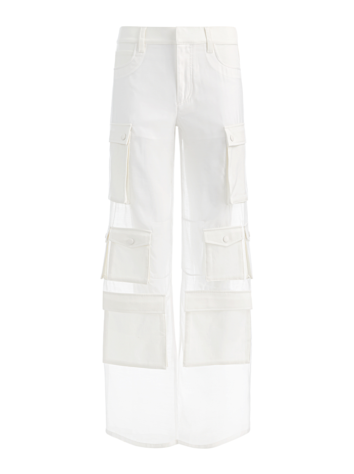 OLYMPIA SHEER COMBO CARGO PANT - OFF WHITE image 5 - ALICE + OLIVIA
