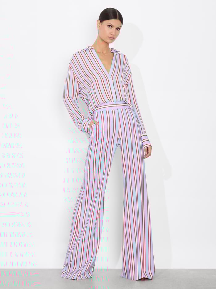 DYLAN PANT - TEAKWOOD STRIPE MINERAL BLUE/B image 4 - Alice And Olivia