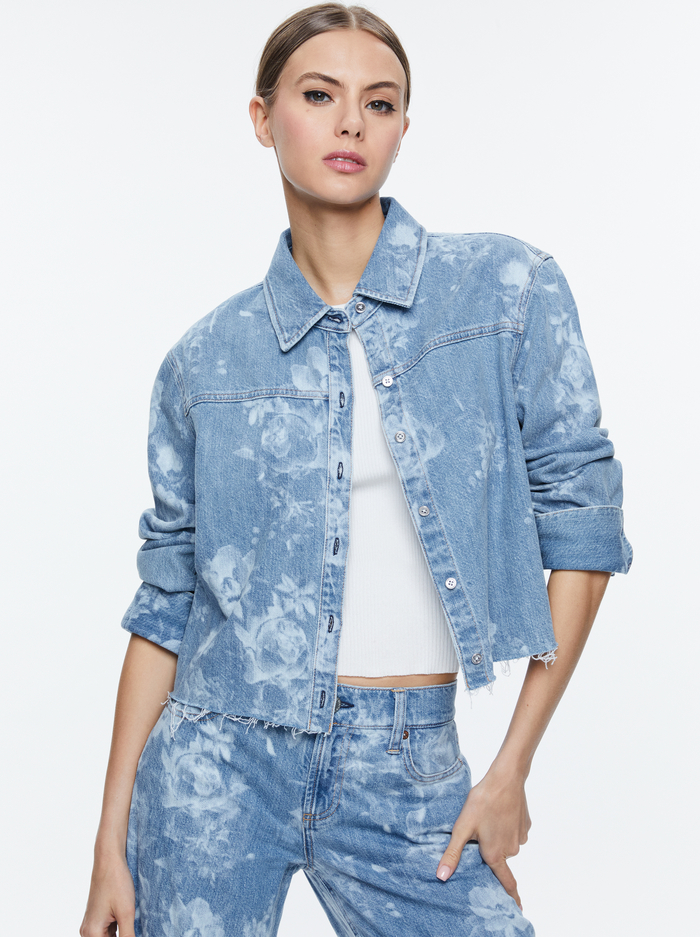 FINELY RAW HEM BUTTON DOWN - LOTUS FLORAL - Alice And Olivia