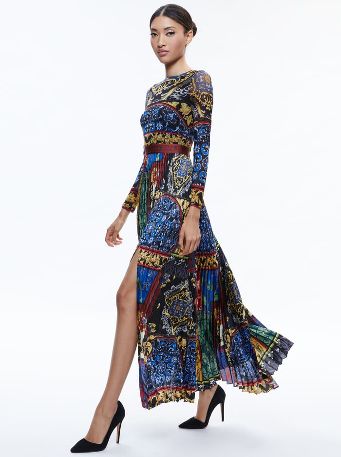 IVEY PLEATED SKIRT MAXI DRESS - AFTER SUNSET image 2 - Alice And Olivia