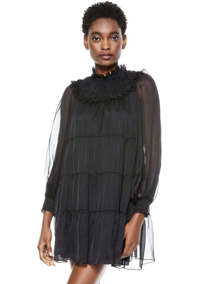 KELLYANN SMOCKED MINI DRESS - BLACK image 3 - Alice And Olivia
