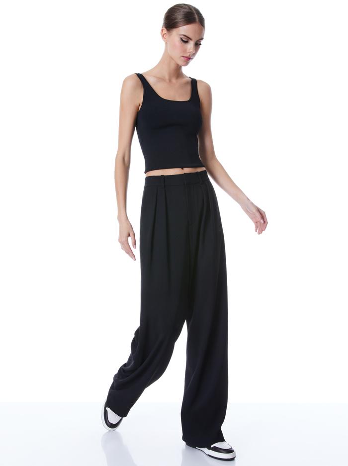 POMPEY HIGH WAISTED PLEATED PANTS - BLACK image 4 - Alice And Olivia