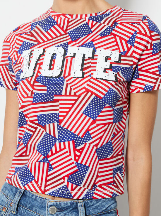 STRIPES FOREVER-A+O X I AM A VOTER® CINDY CROPPED TEE