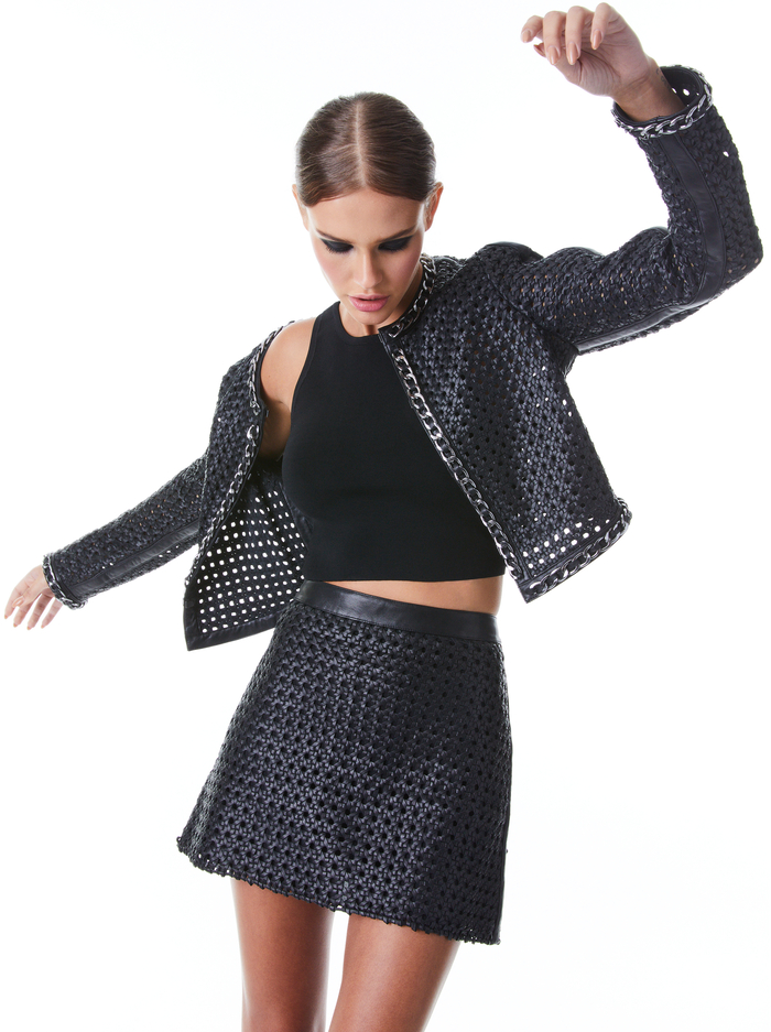 BRIXTON LEATHER CROPPED JACKET - BLACK - Alice And Olivia