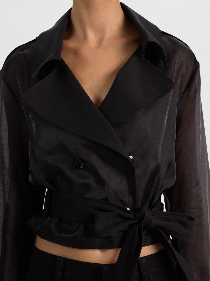 KEITH SHEER COMBO CROPPED TRENCH - BLACK image 3 - ALICE + OLIVIA