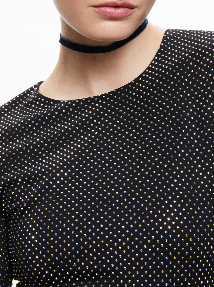 TAEYN EMBELLISHED CREW NECK BODYSUIT - BLACK/SILVER image 3 - Alice And Olivia