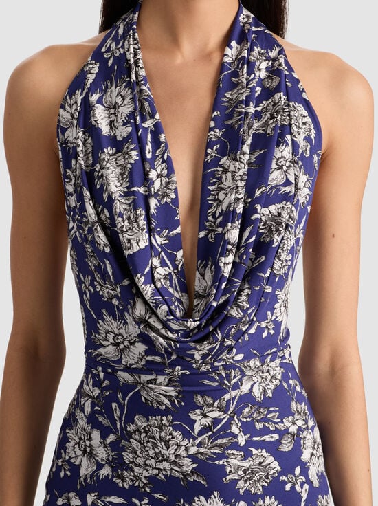 BLOOMING WILD INDIGO-DANI MIDI DRESS