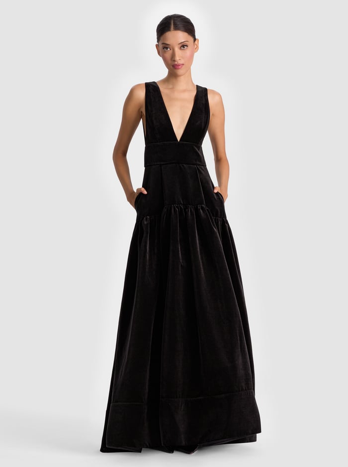 LILA VELVET GOWN - BLACK image 3 - Alice And Olivia
