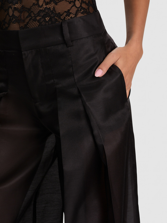 BLACK-BLAIRE PLEATED SHEER PANT