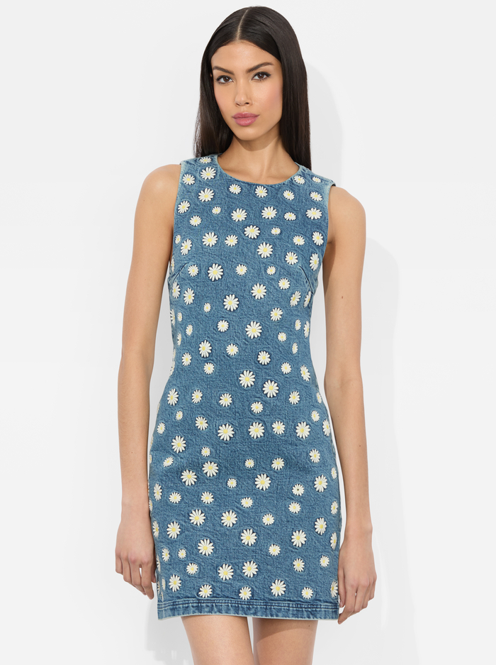 WYNELL EMBROIDERED MINI DRESS - MEDIUM WASH image 3 - Alice And Olivia