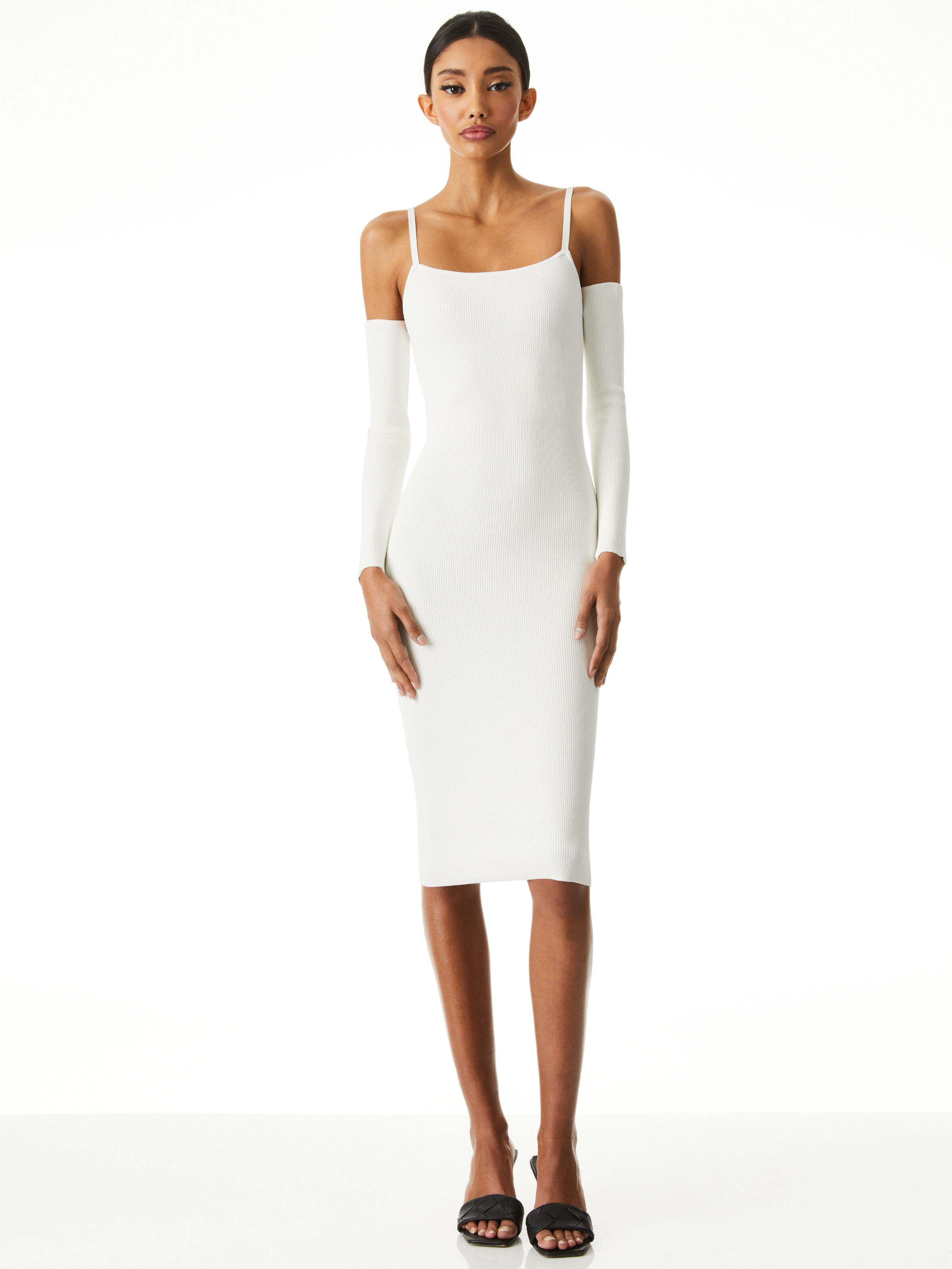 White fitted spaghetti strap dress cheap