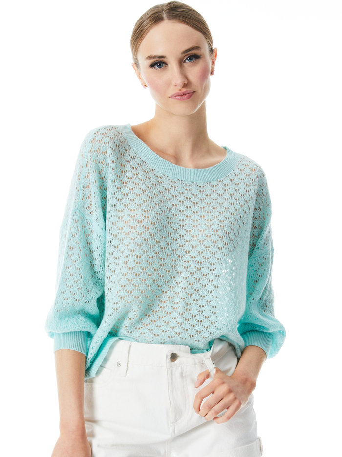 SAFFI POINTELLE PULLOVER - POWDER BLUE - Alice And Olivia