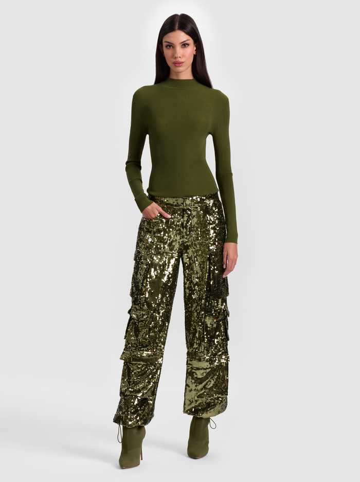 OLYMPIA SEQUIN CARGO PANT - DARK OLIVE image 4 - ALICE + OLIVIA