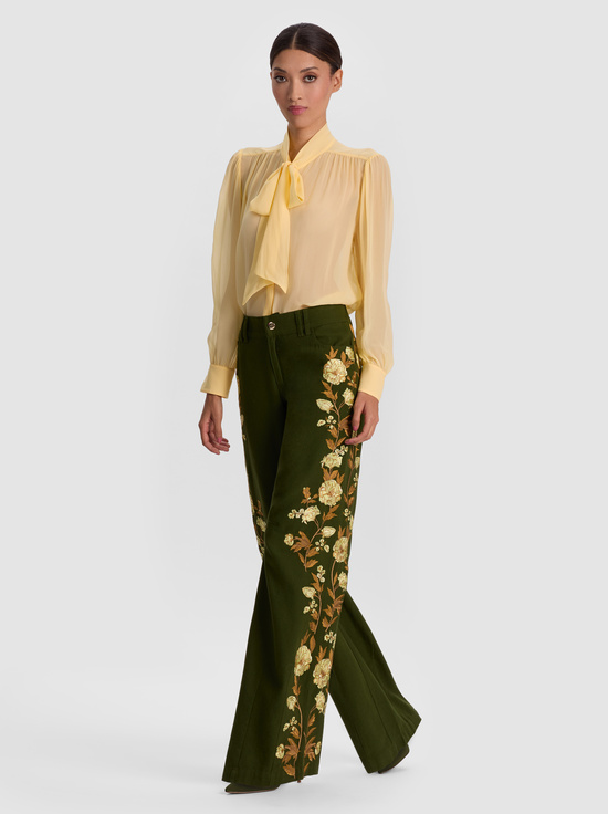 DARK OLIVE/MULTI-AKERS EMBROIDERED PANT