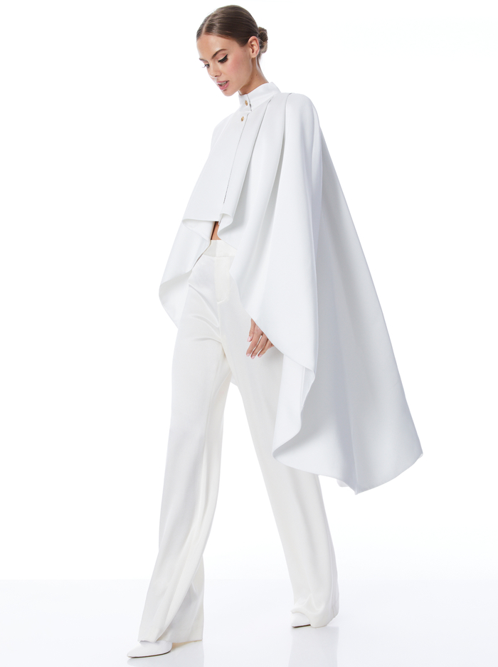 SUSANNE HIGH LOW COLLARED CAPE - OFF WHITE - Alice And Olivia