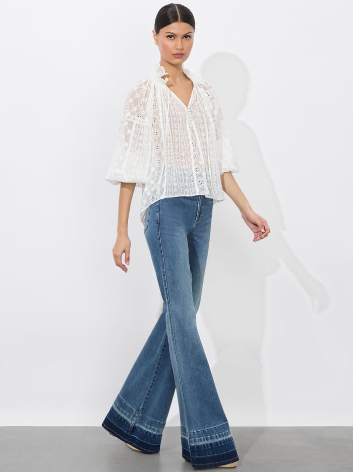 NORAH EYELET BLOUSE - OFF WHITE image 3 - Alice And Olivia