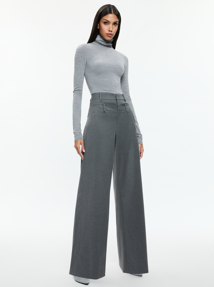 ASPEN DOUBLE WAIST PANT - SHADOW GREY MELANGE image 1 - Alice And Olivia