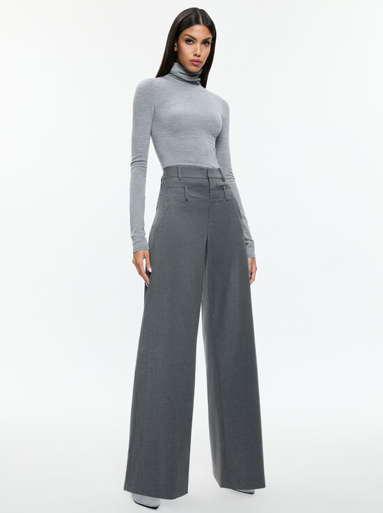 SHADOW GREY MELANGE-ASPEN DOUBLE WAIST PANT