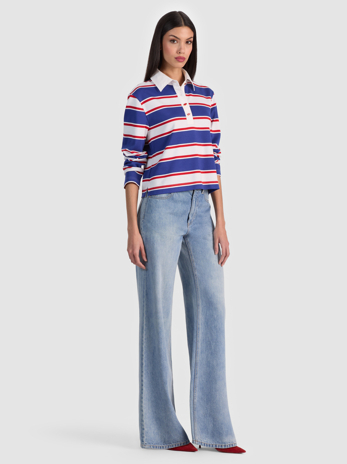LYLE RUGBY POLO TOP - AMERICANA STRIPE image 6 - ALICE + OLIVIA