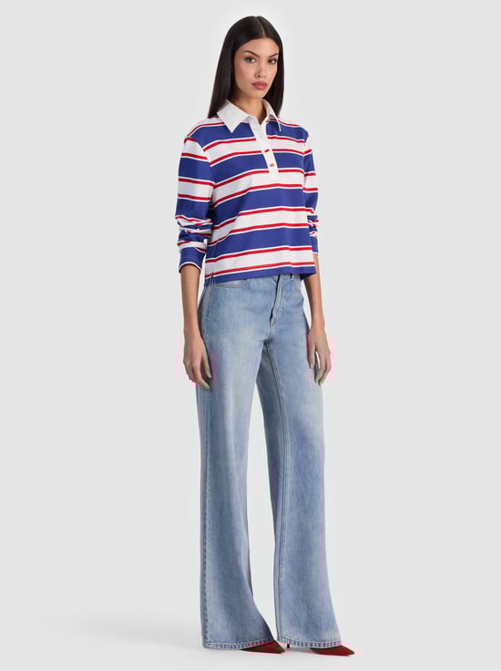 AMERICANA STRIPE-LYLE RUGBY POLO TOP