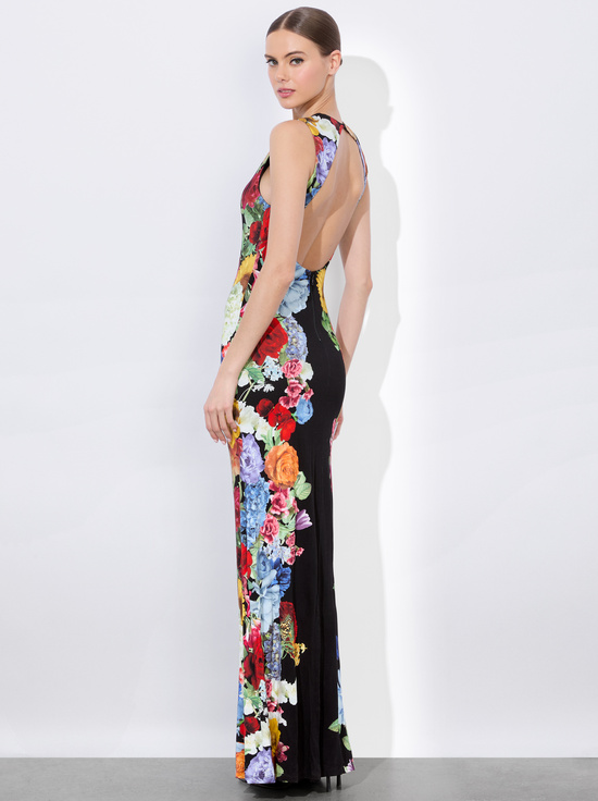 GARDEN BRUNCH BLACK-DELORA OPEN BACK MAXI DRESS