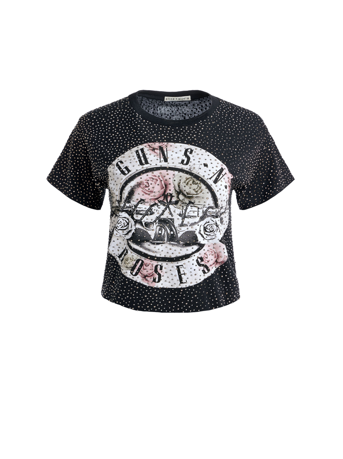 ALVERA EMBELLISHED TEE - BLACK MULTI image 5 - Alice And Olivia