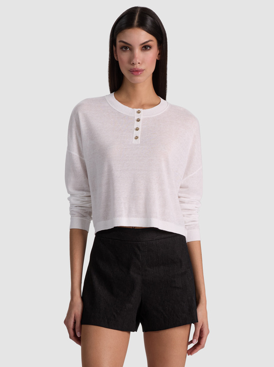 SOFT WHITE-ALAINA LINEN HENLEY