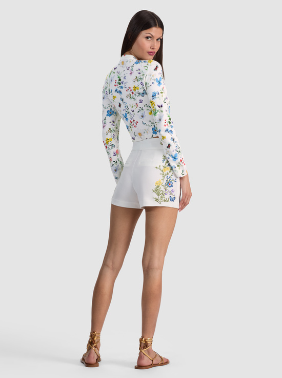 TWISTING VINES OFF WHITE-CADY EMBROIDERED SHORT