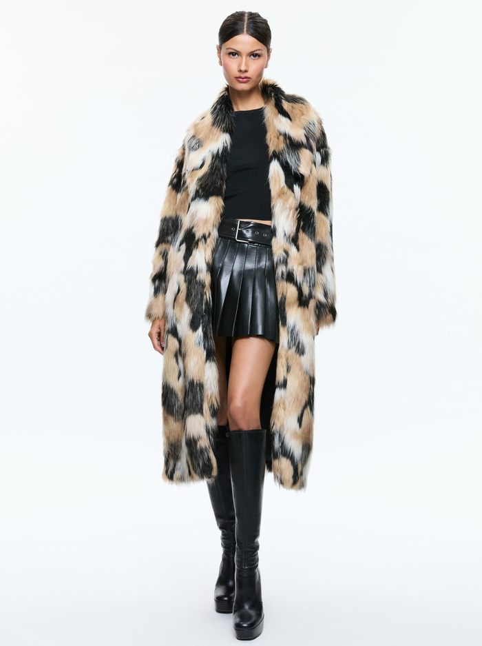 YETTA FAUX FUR COAT - BLACK/MULTI image 4 - Alice And Olivia