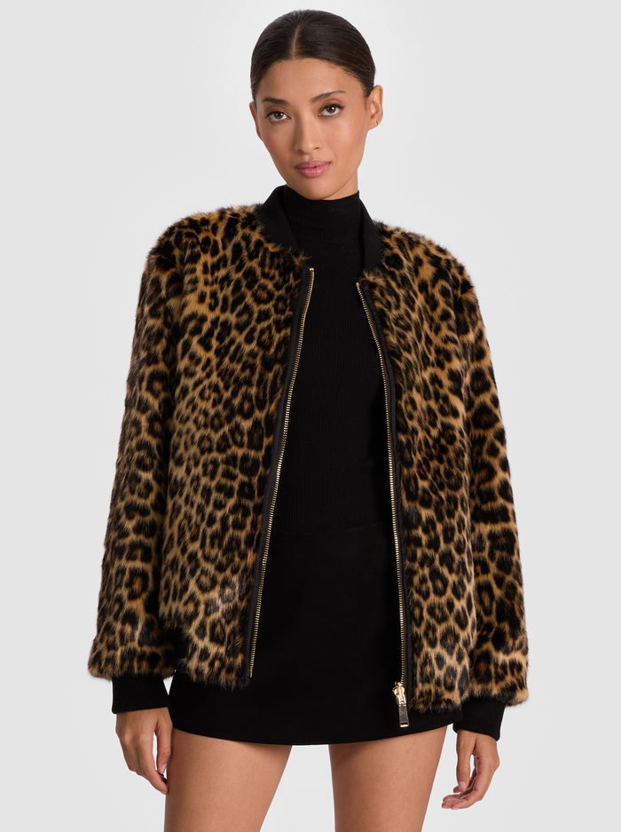 BECKY REVERSIBLE FAUX FUR BOMBER JACKET - CHEETAH/BLACK - Alice And Olivia