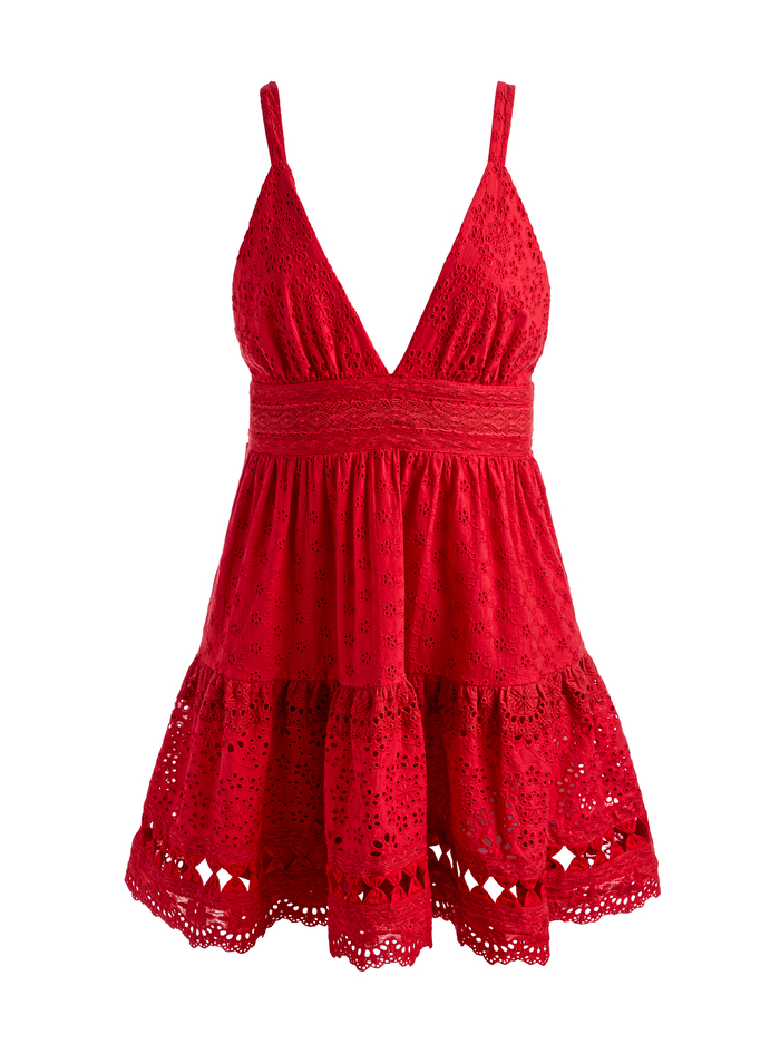 LORENE EMBROIDERED MINI DRESS - CHILI PEPPER image 5 - ALICE + OLIVIA