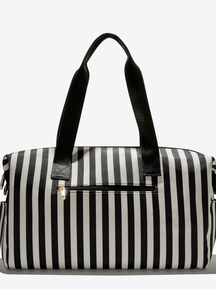 A+O X FABFITFUN DUFFLE BAG - POSITANO STRIPE SM BLACK image 2 - Alice And Olivia