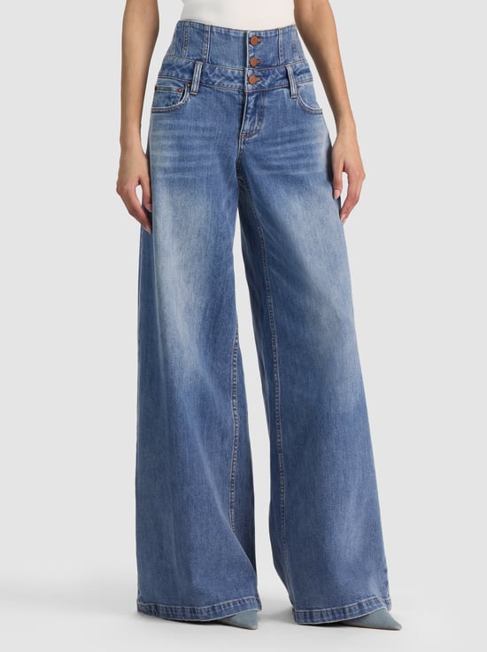 BROOKLYN BLUE-WHIT ULTRA HIGH BUTTON FRONT JEAN