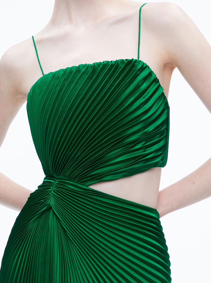 FAYETH CUT OUT ASYMMETRICAL HEM MIDI DRESS - EMERALD image 3 - Alice And Olivia