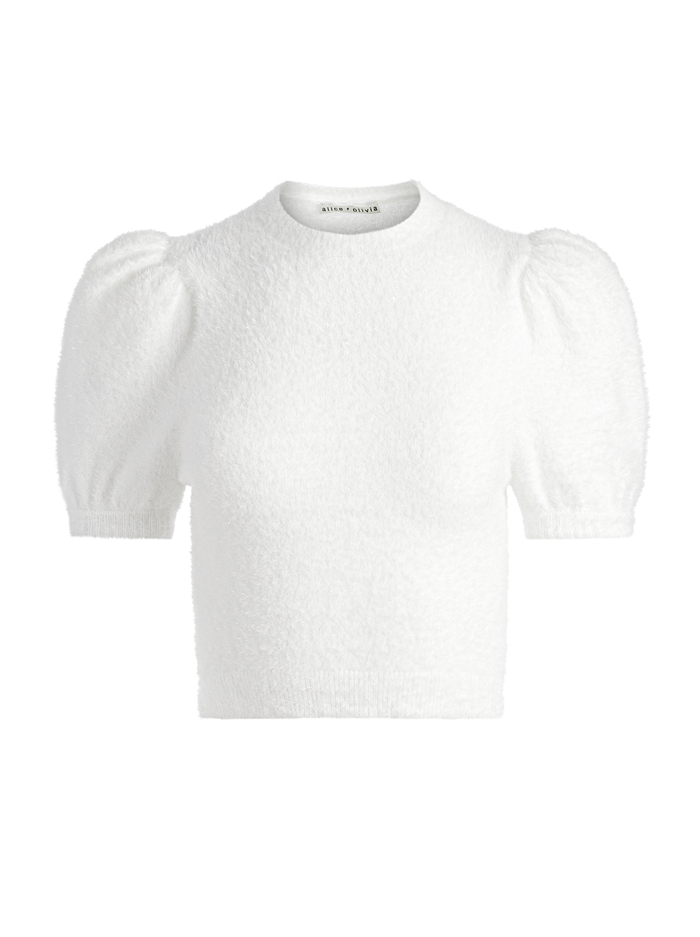 CIARA PUFF SLEEVE SWEATER - SOFT WHITE image 6 - Alice And Olivia