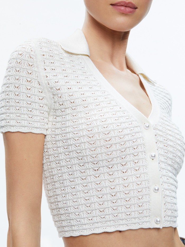 LINDA CROPPED POLO - SOFT WHITE image 3 - Alice And Olivia