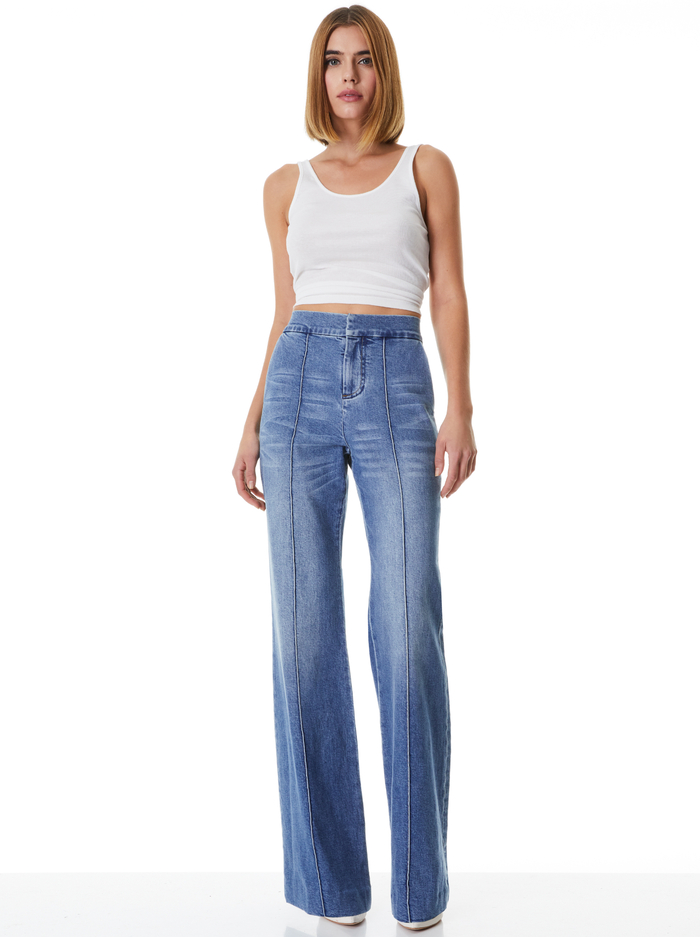 DYLAN HIGH WAISTED WIDE LEG JEAN - BEST INTENTIONS image 4 - Alice And Olivia