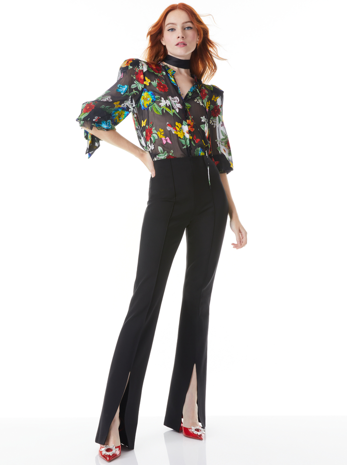 JULIUS BUTTON FRONT TIE SLEEVE TOP - ATRIUM FLORAL SM image 2 - Alice And Olivia