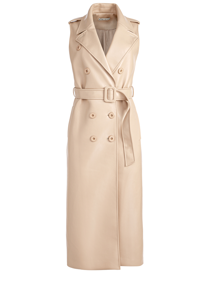 CONAN VEGAN LEATHER BELTED VEST - ALMOND image 5 - ALICE + OLIVIA