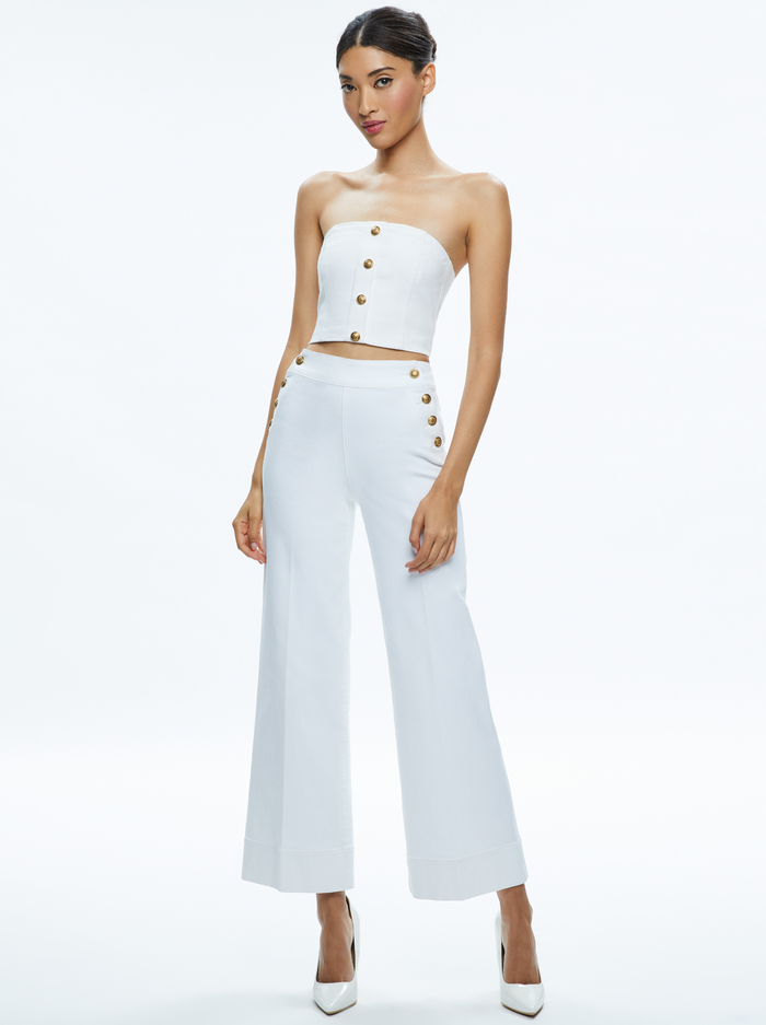 MEL DENIM BUTTON UP BUSTIER - OFF WHITE image 2 - Alice And Olivia