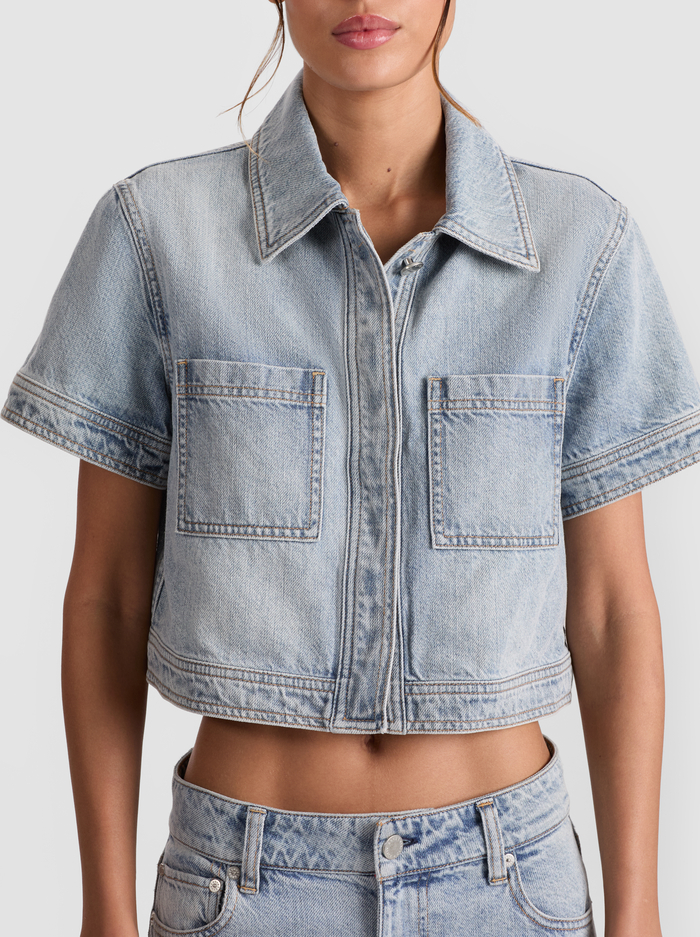 TESHA DENIM TOP - ROCKSTAR BLUE image 3 - Alice And Olivia