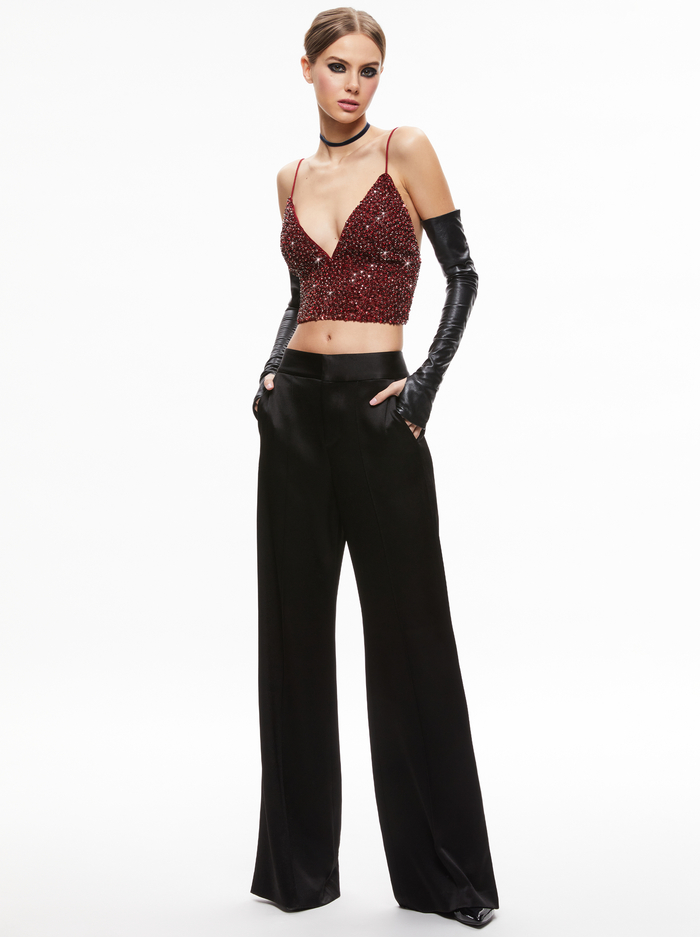 CARLI CRYSTAL EMBELLISHED BRA TOP - BORDEAUX image 4 - Alice And Olivia