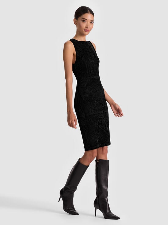 BLACK-DELORA SUEDE MIDI DRESS
